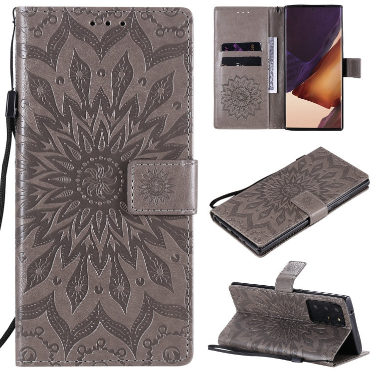 For Samsung Galaxy Note20 Ultra 5G Sun Embossing Pattern Horizontal Flip Leather Case with Card Slot & Holder & Wallet & Lanyard
