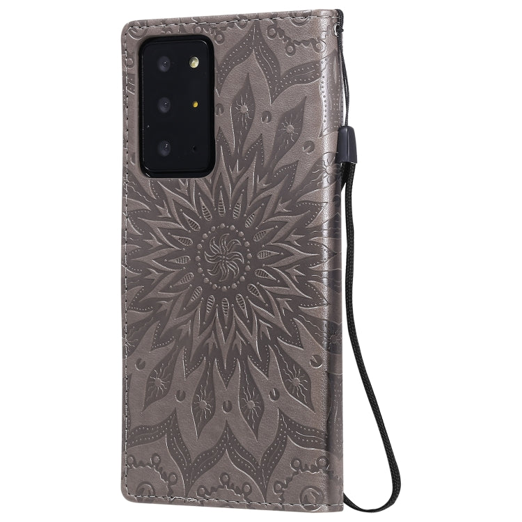 For Samsung Galaxy Note20 Ultra 5G Sun Embossing Pattern Horizontal Flip Leather Case with Card Slot & Holder & Wallet & Lanyard