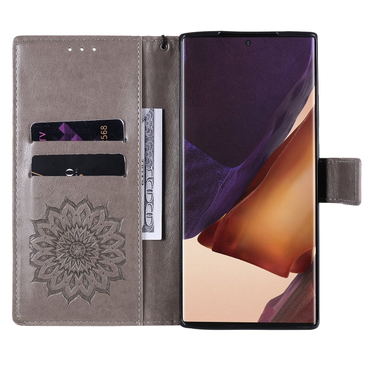 For Samsung Galaxy Note20 Ultra 5G Sun Embossing Pattern Horizontal Flip Leather Case with Card Slot & Holder & Wallet & Lanyard