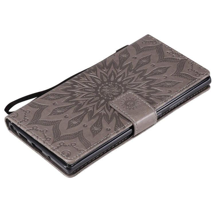 For Samsung Galaxy Note20 Ultra 5G Sun Embossing Pattern Horizontal Flip Leather Case with Card Slot & Holder & Wallet & Lanyard
