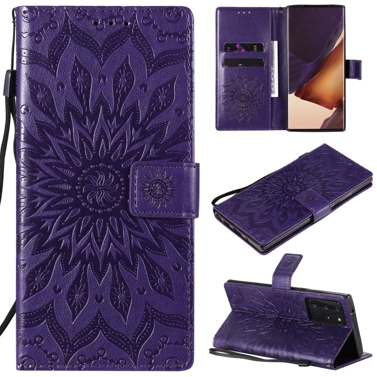 For Samsung Galaxy Note20 Ultra 5G Sun Embossing Pattern Horizontal Flip Leather Case with Card Slot & Holder & Wallet & Lanyard