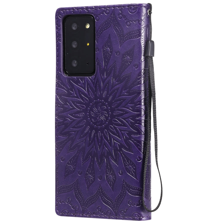 For Samsung Galaxy Note20 Ultra 5G Sun Embossing Pattern Horizontal Flip Leather Case with Card Slot & Holder & Wallet & Lanyard