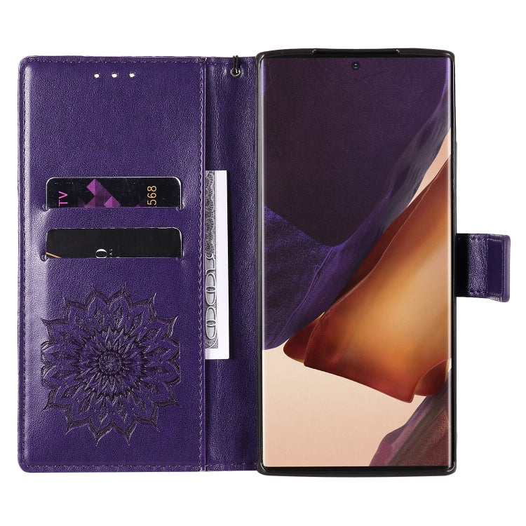 For Samsung Galaxy Note20 Ultra 5G Sun Embossing Pattern Horizontal Flip Leather Case with Card Slot & Holder & Wallet & Lanyard