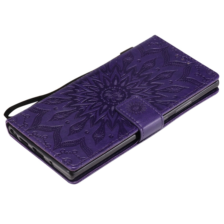 For Samsung Galaxy Note20 Ultra 5G Sun Embossing Pattern Horizontal Flip Leather Case with Card Slot & Holder & Wallet & Lanyard