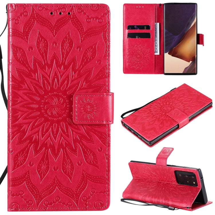 For Samsung Galaxy Note20 Ultra 5G Sun Embossing Pattern Horizontal Flip Leather Case with Card Slot & Holder & Wallet & Lanyard