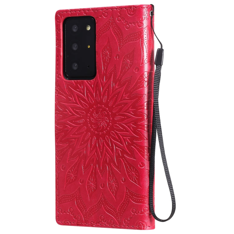 For Samsung Galaxy Note20 Ultra 5G Sun Embossing Pattern Horizontal Flip Leather Case with Card Slot & Holder & Wallet & Lanyard