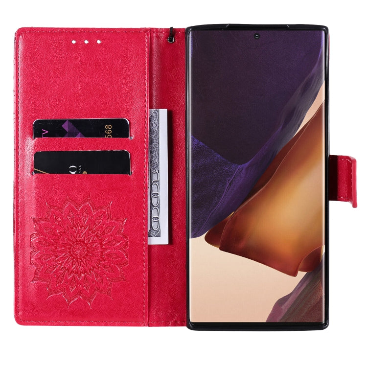 For Samsung Galaxy Note20 Ultra 5G Sun Embossing Pattern Horizontal Flip Leather Case with Card Slot & Holder & Wallet & Lanyard
