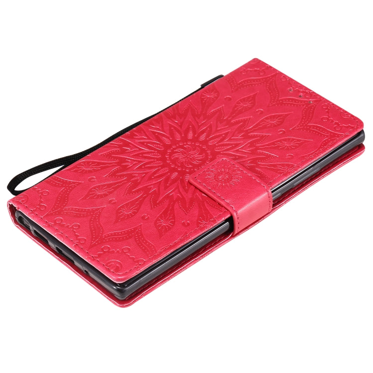 For Samsung Galaxy Note20 Ultra 5G Sun Embossing Pattern Horizontal Flip Leather Case with Card Slot & Holder & Wallet & Lanyard