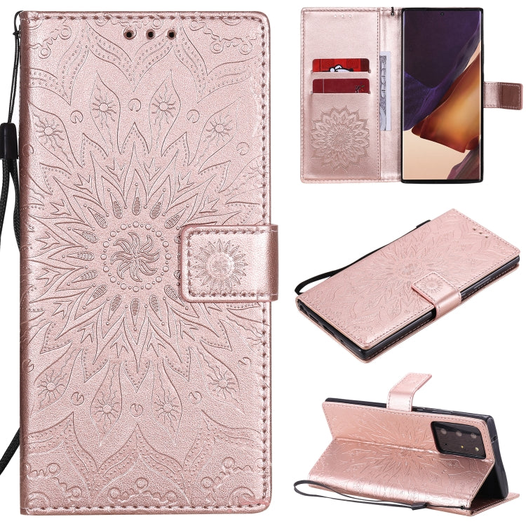 For Samsung Galaxy Note20 Ultra 5G Sun Embossing Pattern Horizontal Flip Leather Case with Card Slot & Holder & Wallet & Lanyard
