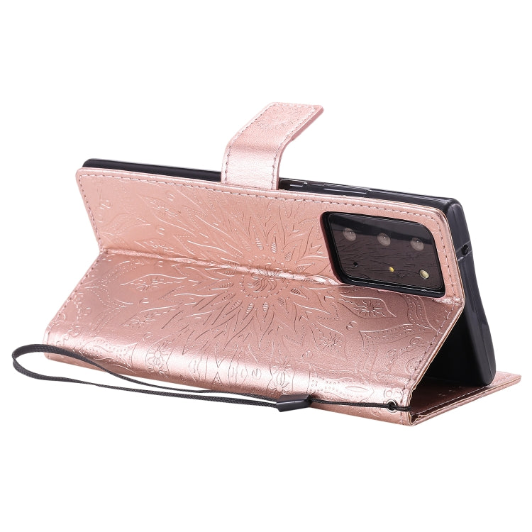 For Samsung Galaxy Note20 Ultra 5G Sun Embossing Pattern Horizontal Flip Leather Case with Card Slot & Holder & Wallet & Lanyard
