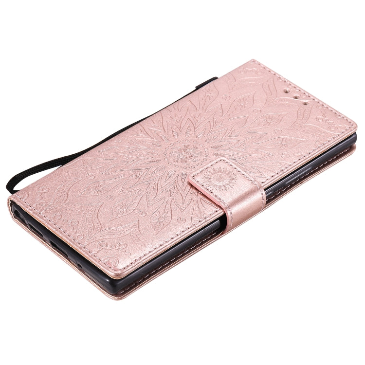 For Samsung Galaxy Note20 Ultra 5G Sun Embossing Pattern Horizontal Flip Leather Case with Card Slot & Holder & Wallet & Lanyard