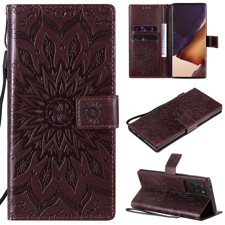 For Samsung Galaxy Note20 Ultra 5G Sun Embossing Pattern Horizontal Flip Leather Case with Card Slot & Holder & Wallet & Lanyard