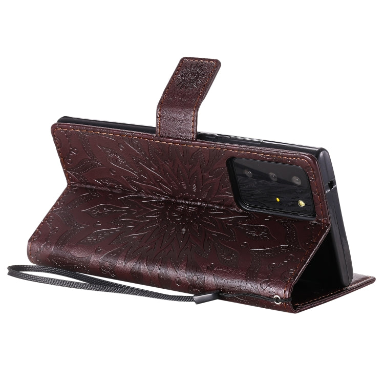 For Samsung Galaxy Note20 Ultra 5G Sun Embossing Pattern Horizontal Flip Leather Case with Card Slot & Holder & Wallet & Lanyard
