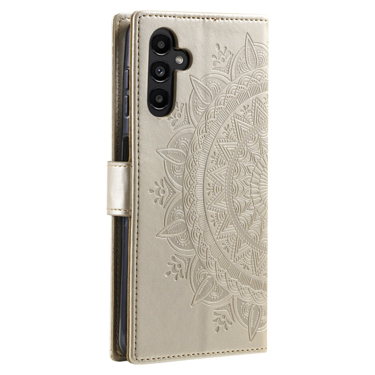 For Samsung Galaxy A36 Totem Flower Embossed Leather Phone Case with Lanyard