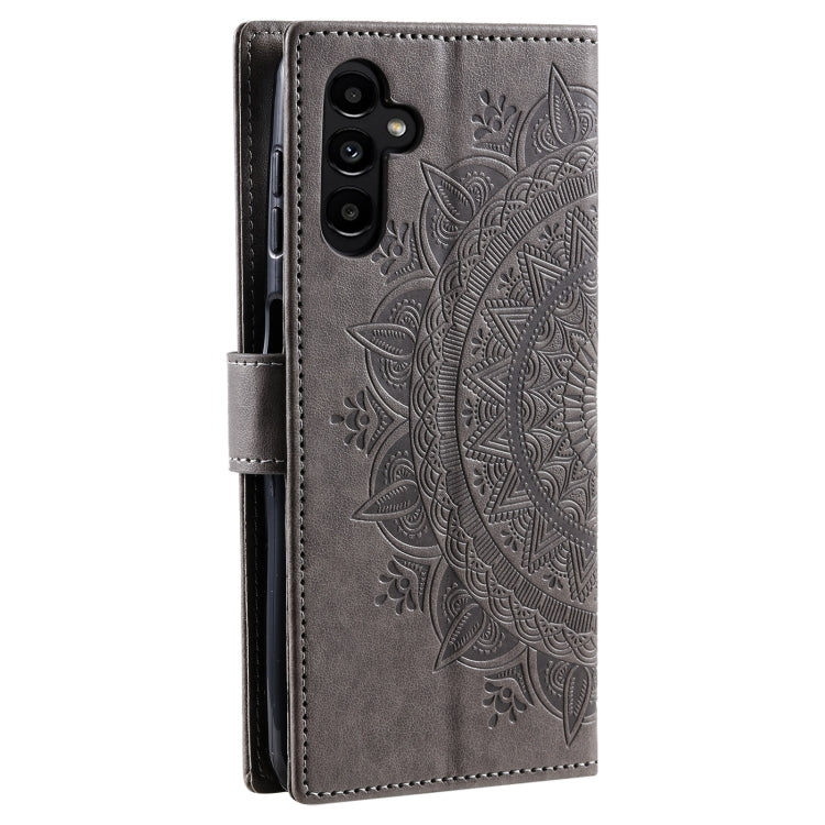 For Samsung Galaxy A36 Totem Flower Embossed Leather Phone Case with Lanyard