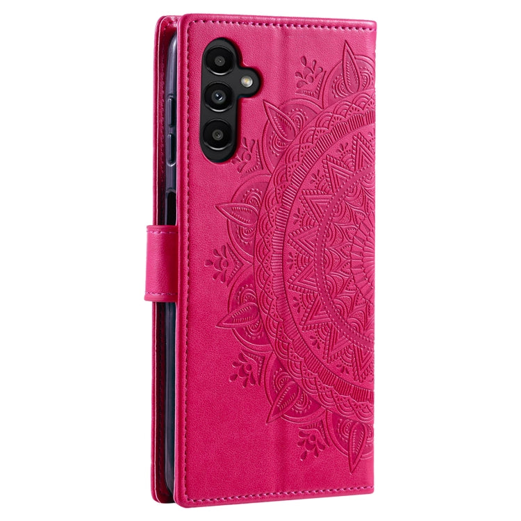For Samsung Galaxy A36 Totem Flower Embossed Leather Phone Case with Lanyard