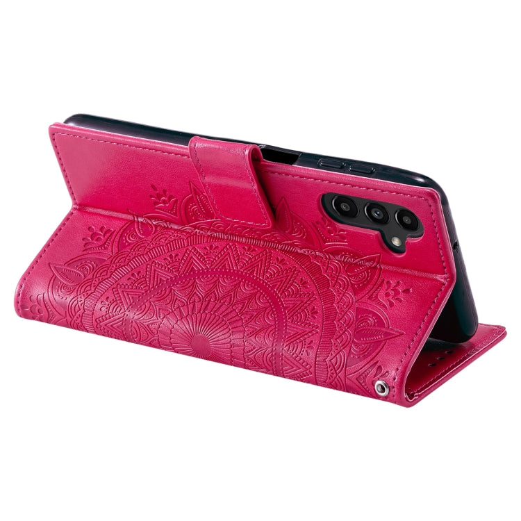 For Samsung Galaxy A36 Totem Flower Embossed Leather Phone Case with Lanyard