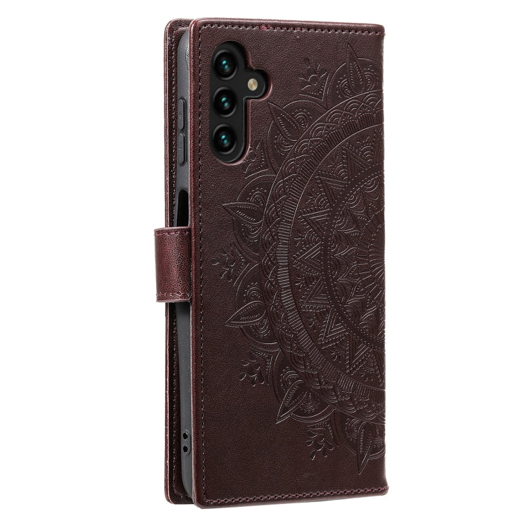 For Samsung Galaxy A36 Totem Flower Embossed Leather Phone Case with Lanyard