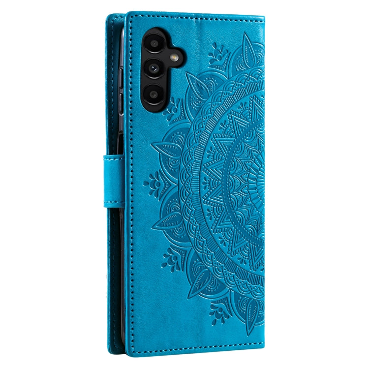 For Samsung Galaxy A36 Totem Flower Embossed Leather Phone Case with Lanyard