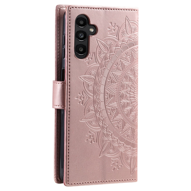 For Samsung Galaxy A36 Totem Flower Embossed Leather Phone Case with Lanyard