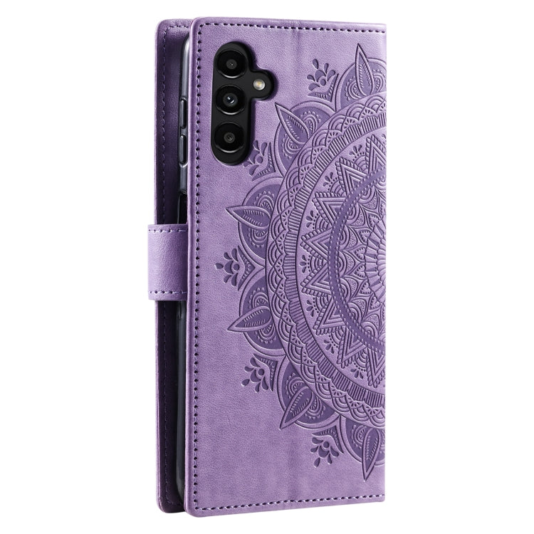 For Samsung Galaxy A36 Totem Flower Embossed Leather Phone Case with Lanyard