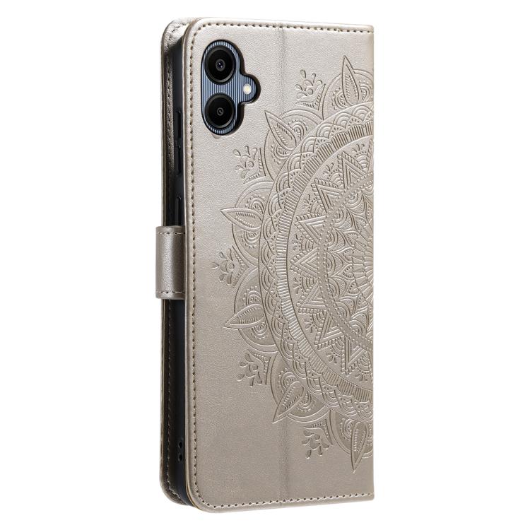 For Samsung Galaxy A06 5G / 4G Totem Flower Embossed Leather Phone Case with Lanyard