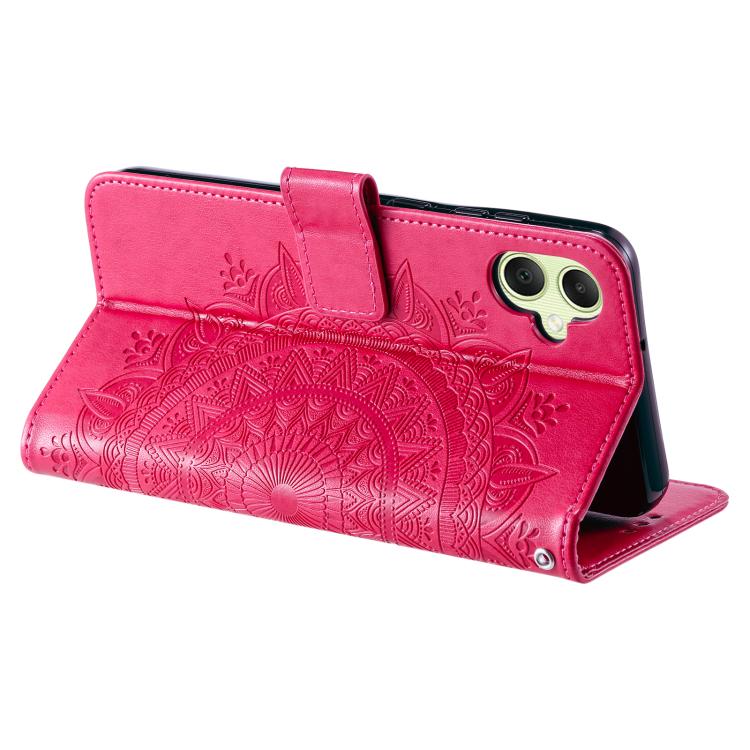 For Samsung Galaxy A06 5G / 4G Totem Flower Embossed Leather Phone Case with Lanyard