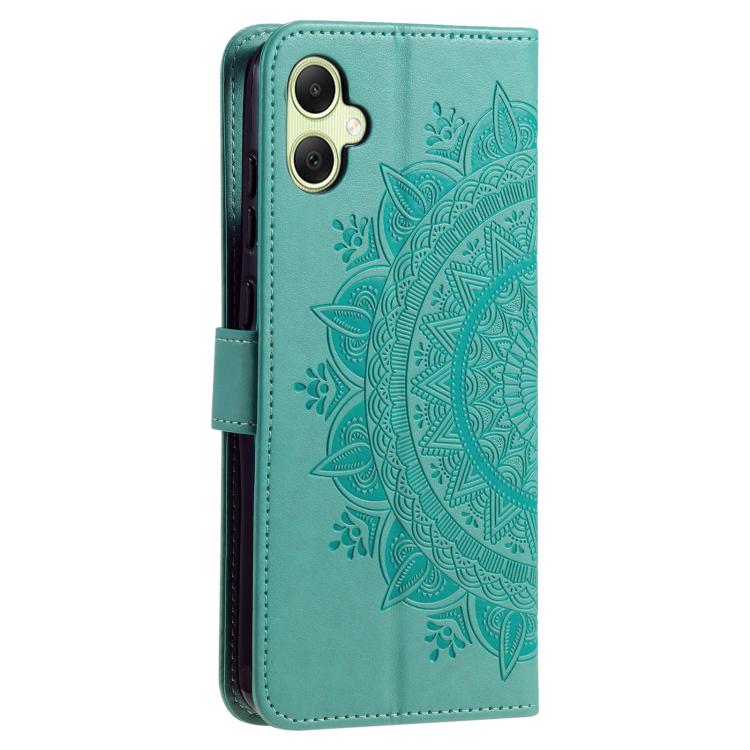 For Samsung Galaxy A07 4G Totem Flower Embossed Leather Phone Case with Lanyard