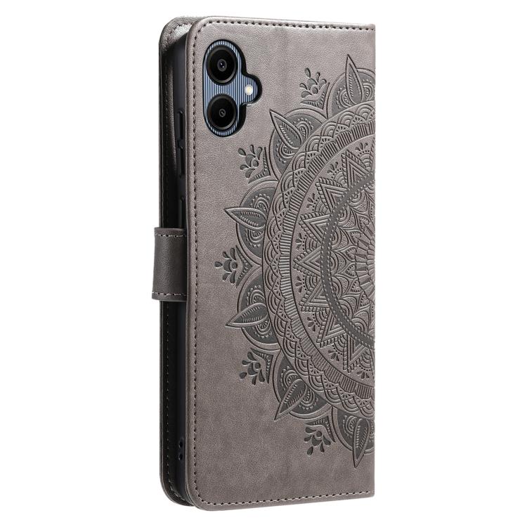 For Samsung Galaxy A07 4G Totem Flower Embossed Leather Phone Case with Lanyard