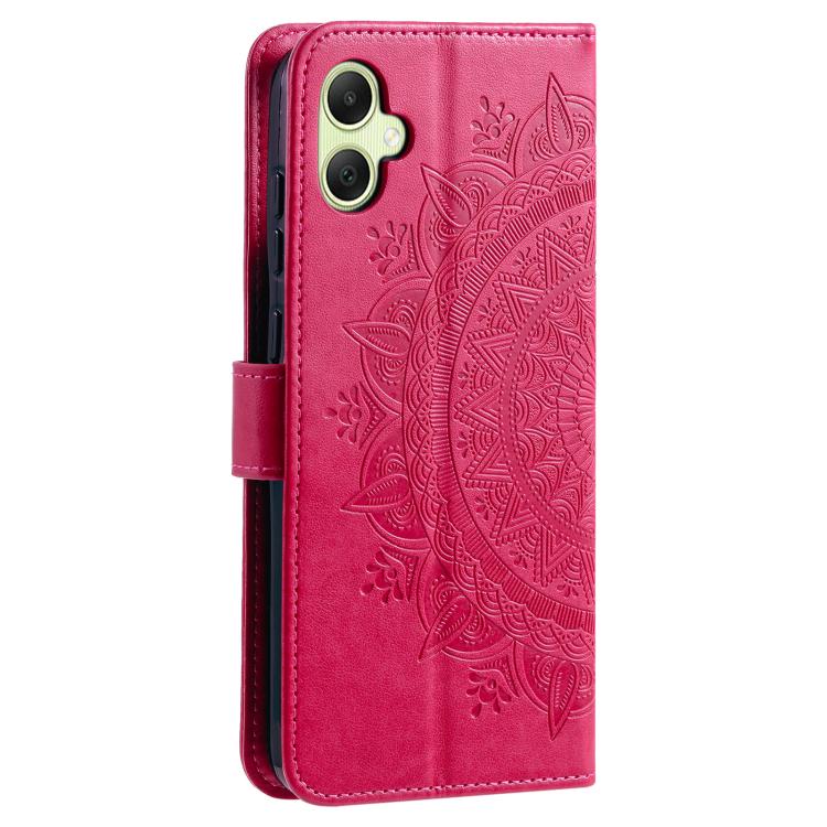 For Samsung Galaxy A07 4G Totem Flower Embossed Leather Phone Case with Lanyard