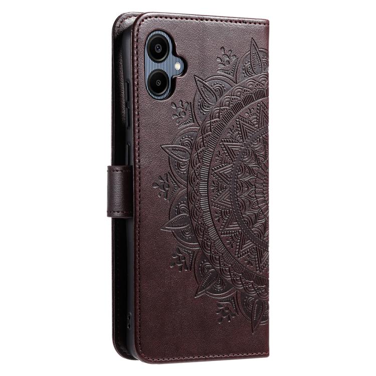 For Samsung Galaxy A07 4G Totem Flower Embossed Leather Phone Case with Lanyard