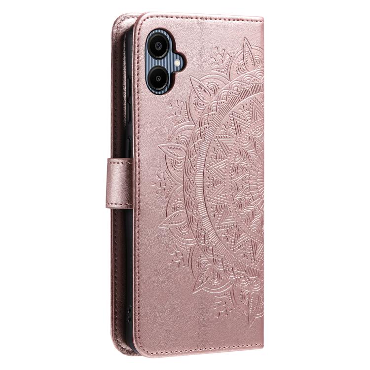 For Samsung Galaxy A07 4G Totem Flower Embossed Leather Phone Case with Lanyard