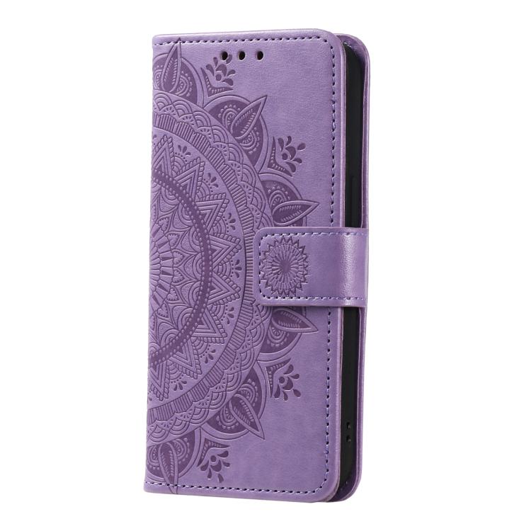 For Samsung Galaxy A07 4G Totem Flower Embossed Leather Phone Case with Lanyard