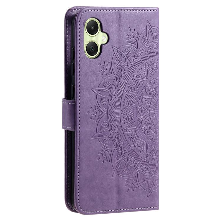 For Samsung Galaxy A07 4G Totem Flower Embossed Leather Phone Case with Lanyard