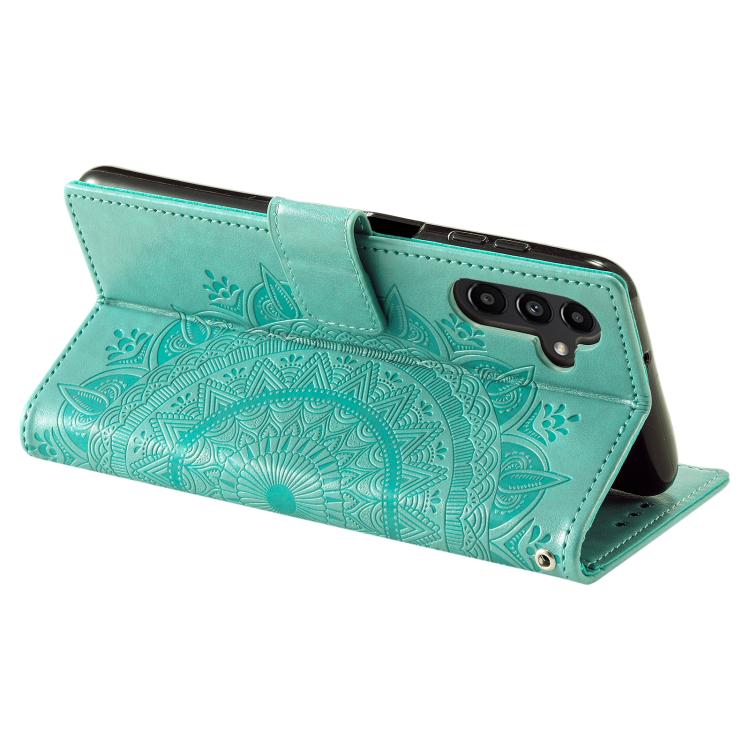 For Samsung Galaxy A17 5G Totem Flower Embossed Leather Phone Case with Lanyard