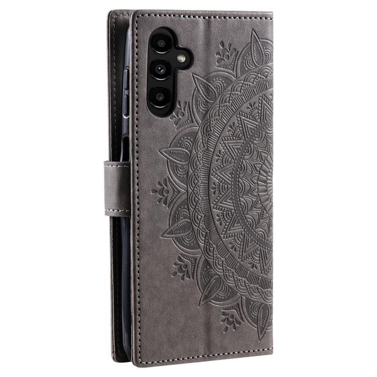 For Samsung Galaxy A37 5G Totem Flower Embossed Leather Phone Case with Lanyard