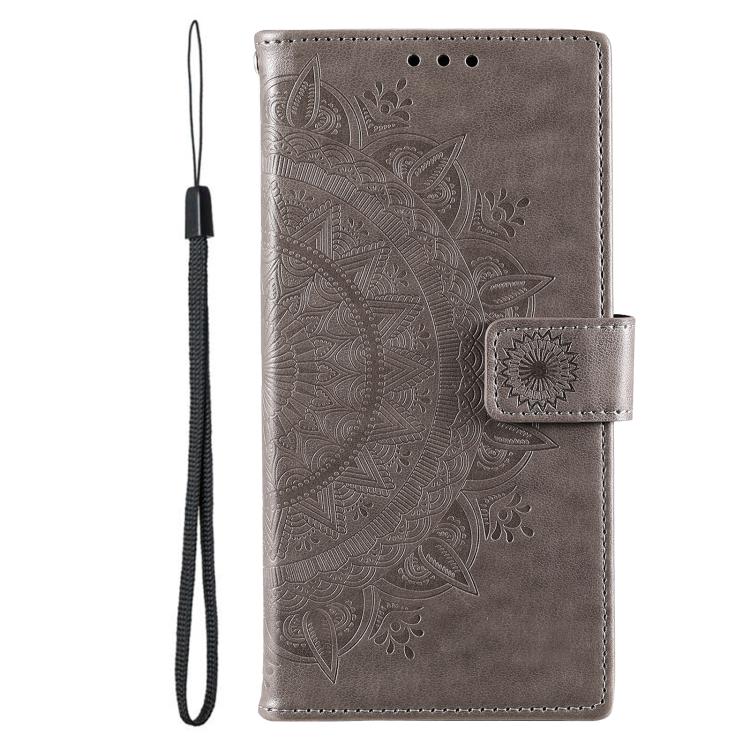 For Samsung Galaxy A57 5G Totem Flower Embossed Leather Phone Case with Lanyard
