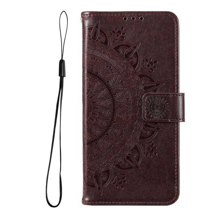 For Samsung Galaxy A57 5G Totem Flower Embossed Leather Phone Case with Lanyard