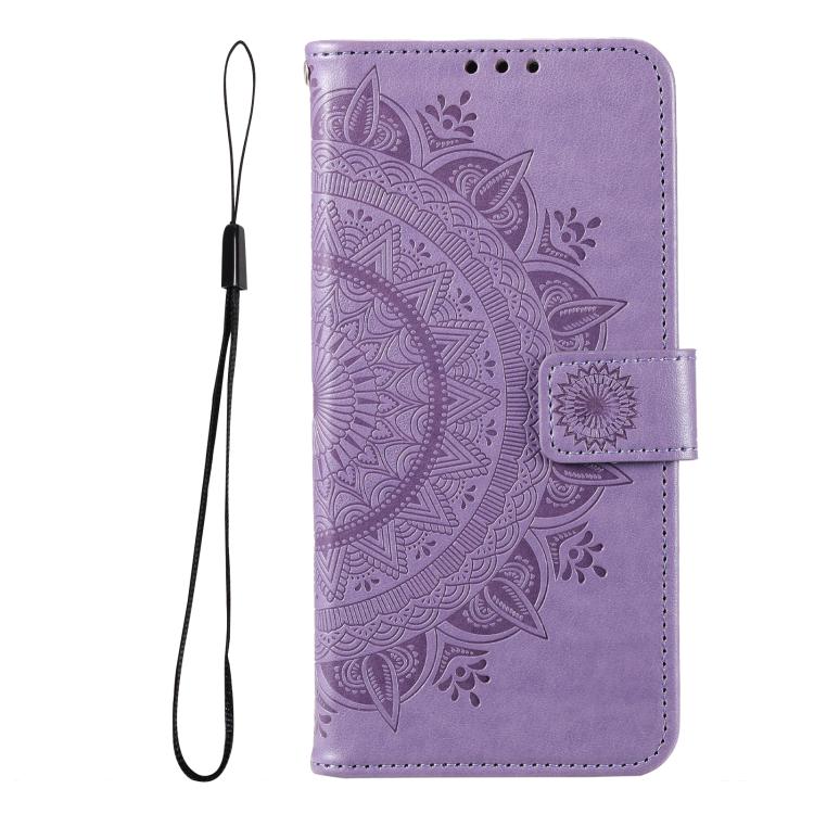 For Samsung Galaxy A57 5G Totem Flower Embossed Leather Phone Case with Lanyard