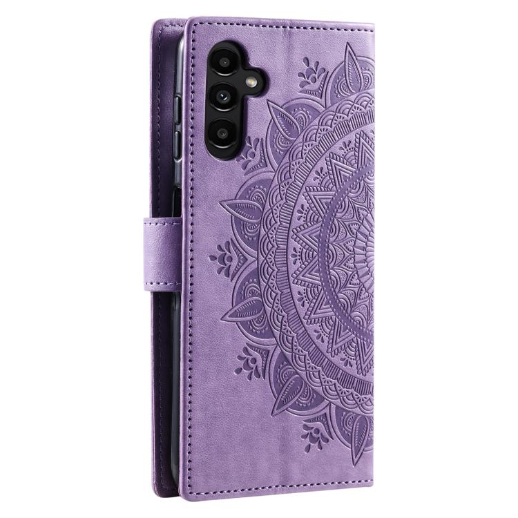 For Samsung Galaxy A57 5G Totem Flower Embossed Leather Phone Case with Lanyard