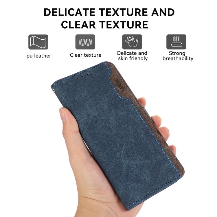 For Honor 400 Lite Global  ABEEL Color Block Magnetic RFID Leather Phone Case