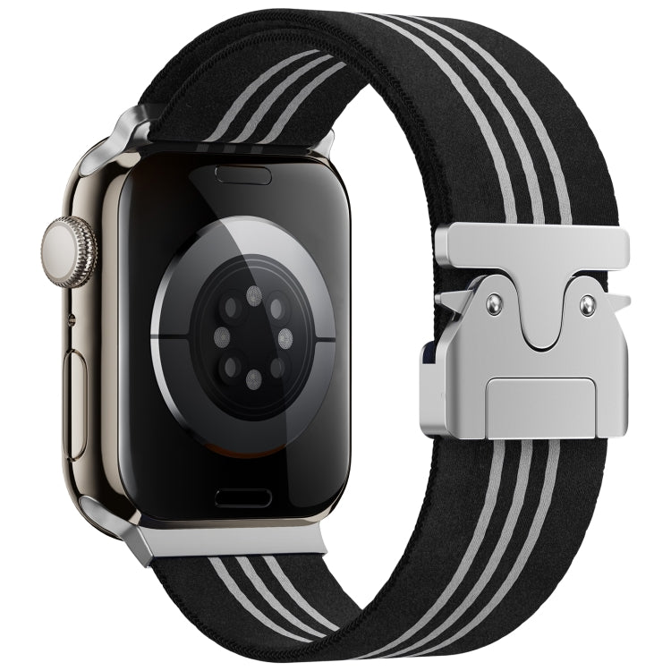For Apple Watch 46mm / 49mm / 45mm / 44mm Parachute Buckle 3-Stripe Braided Nylon Watch Band