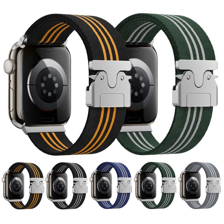 For Apple Watch 46mm / 49mm / 45mm / 44mm Parachute Buckle 3-Stripe Braided Nylon Watch Band
