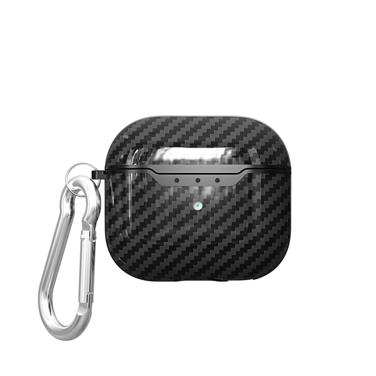 For AirPods 4 Carbon Fiber Texture TPU Shockproof Protective Earphone Case with Hook