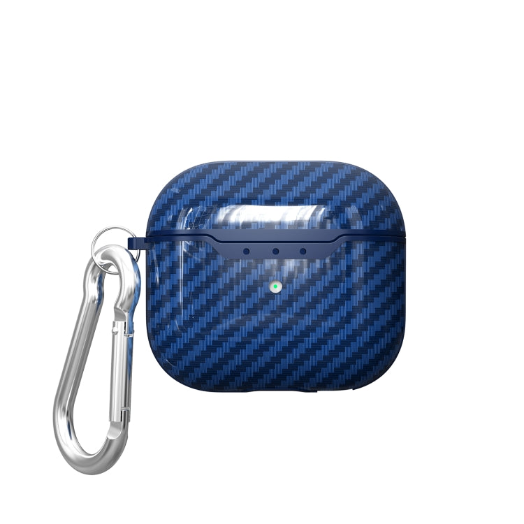 For AirPods 4 Carbon Fiber Texture TPU Shockproof Protective Earphone Case with Hook