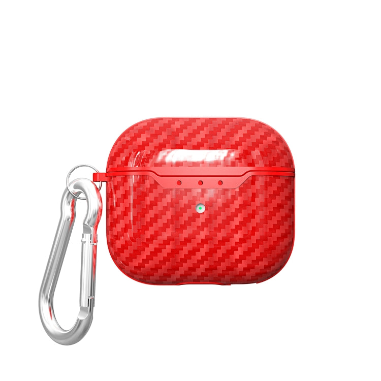 For AirPods 4 Carbon Fiber Texture TPU Shockproof Protective Earphone Case with Hook