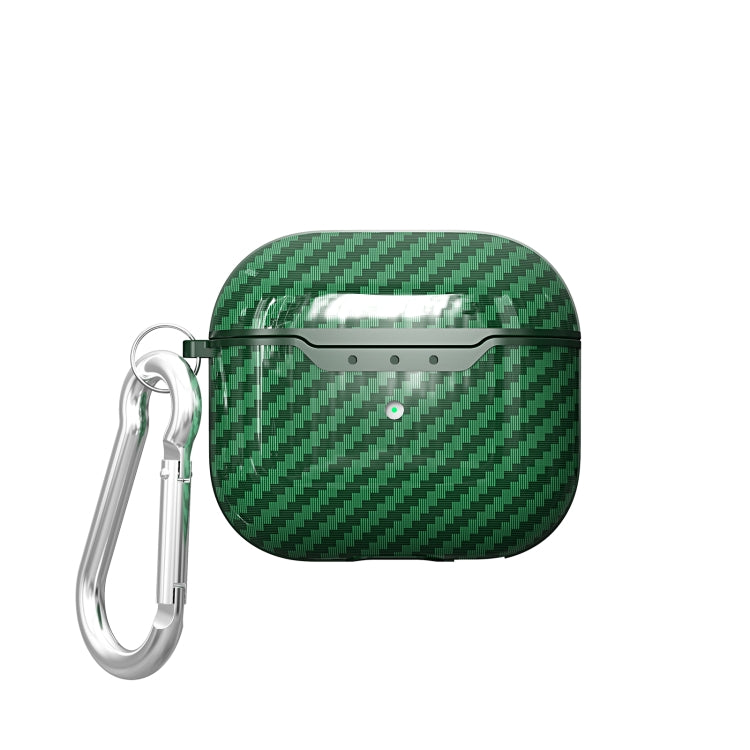 For AirPods 4 Carbon Fiber Texture TPU Shockproof Protective Earphone Case with Hook
