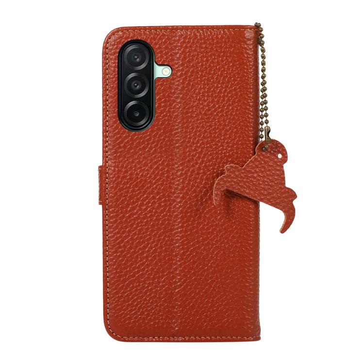 For Samsung Galaxy A27 5G Genuine Leather Litchi Texture RFID Leather Phone Case