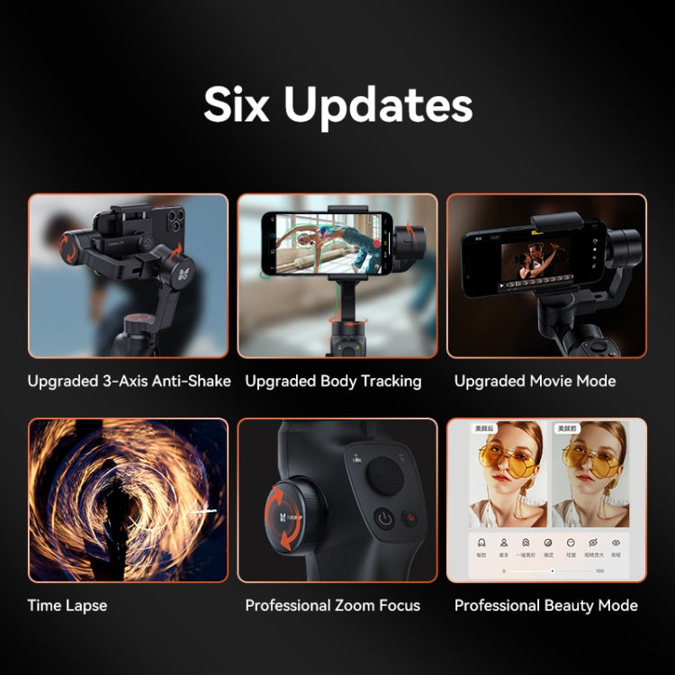FUNSNAP Capture 2s Smart 3-Axis Handheld Gimbal Phone Live Stabilizer, Basic Version - Black