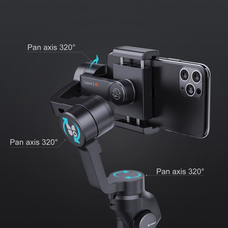 FUNSNAP Capture 2s Smart 3-Axis Handheld Gimbal Phone Live Stabilizer, Combo Version - Black